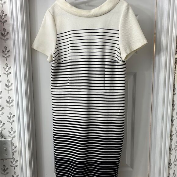 Talbots black and White Sheath Dress with Peter Pan Collar - Picture 1 of 7
